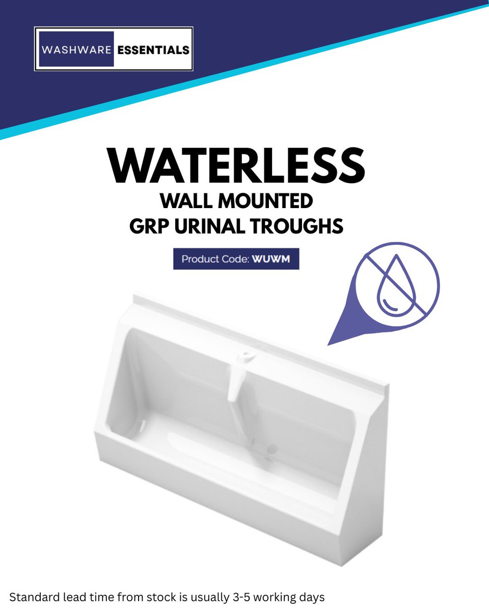 Washware's tweet photo. Upgrade your washroom with our waterless GRP trough urinals - the smart, modern choice for high traffic areas. 

💪Durable - built form high-quality GRP for long lasting performance 

💧🚫Waterless - Eco-friendly and cost-friendly 

🎨 Custom colours also available on request https://t.co/ig7gFgiNVY