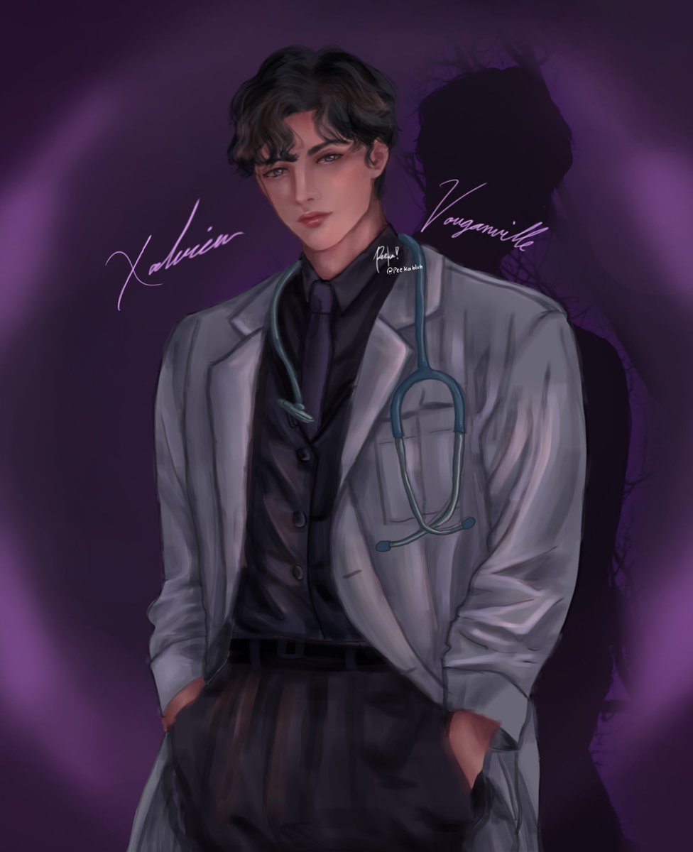 Peekabluh1's tweet photo. “The doctor is in”, Happy Anniversary Hush Louder! 💜 @irshwndy
.
.
.
.
#wattpad #wattpadph #knockknockprofessor #irshwndy #xildiusvouganville
#xvseries #hushlouder
#ddms #xalvienvouganville
#docttorneyishere
#illustration https://t.co/DDTwxcbM5q