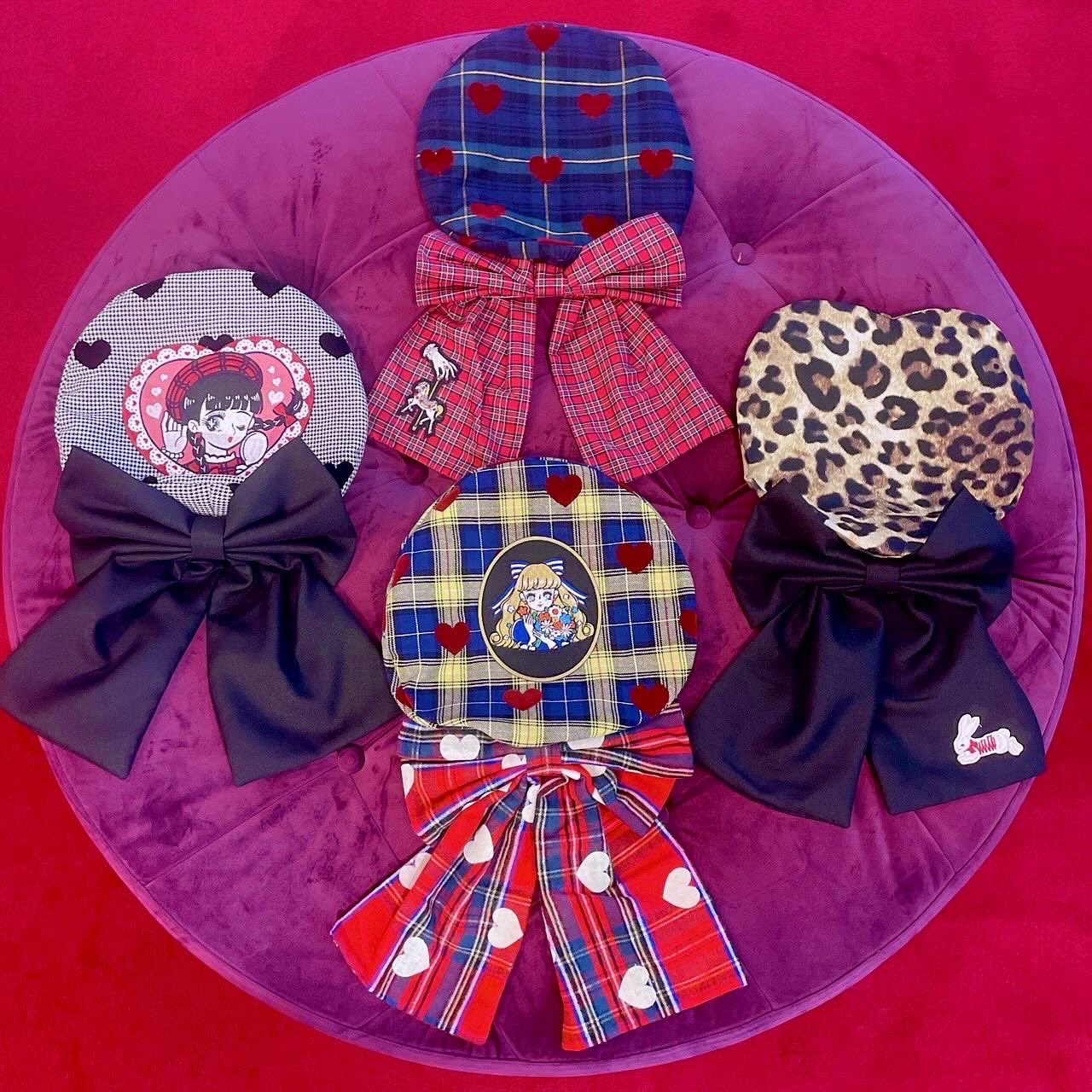 HEIHEI ベレー帽 帽子 チェック ハート 赤 ラフォーレ 原宿 レトロ