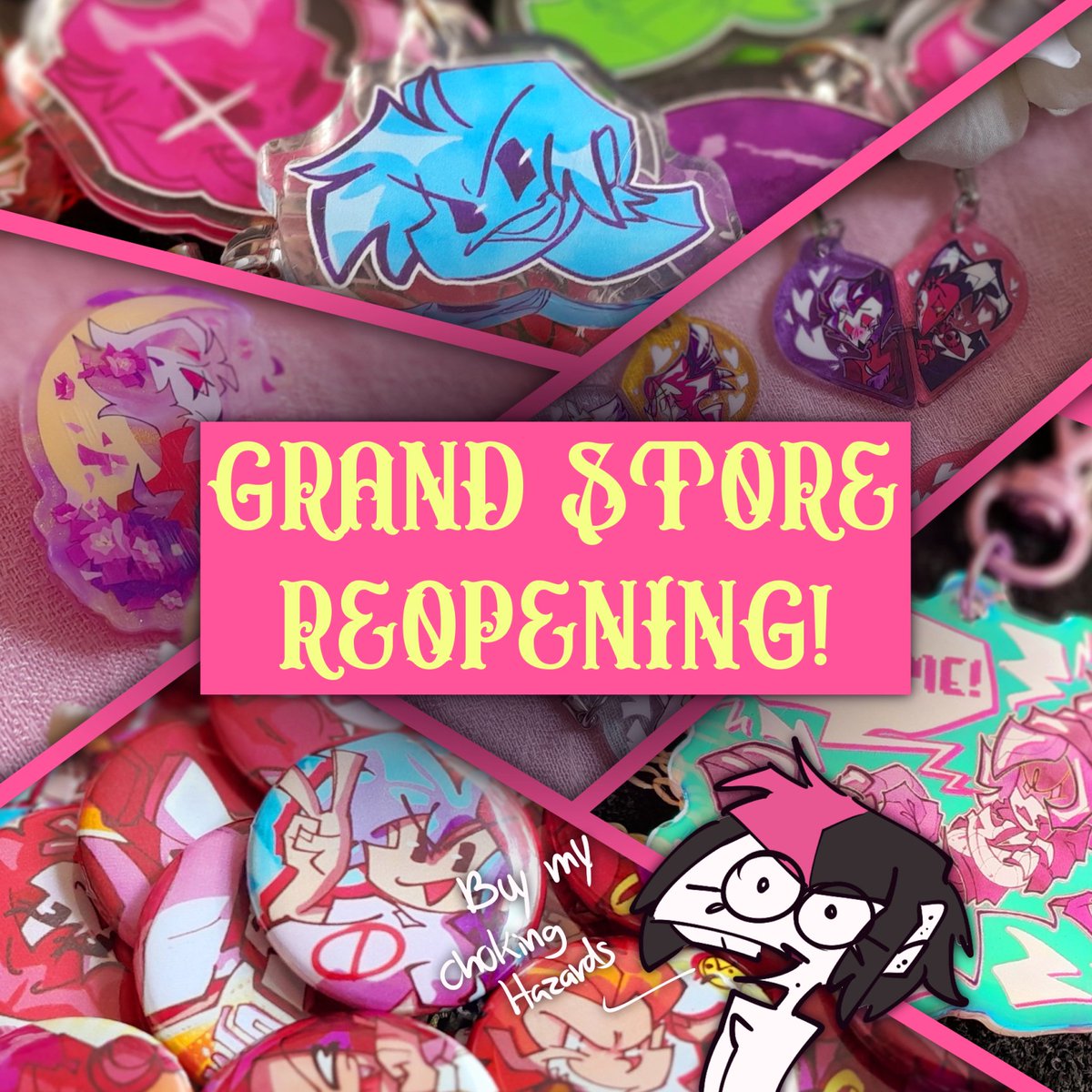 TheSpaceHatter's tweet image. 🎉Grand Store ReOpening🎉
The store is back! With some new stuff that's all ready and available for shipping! The stock is limited tho, so first come first serve!
Buy all these choking hazards 💗💗