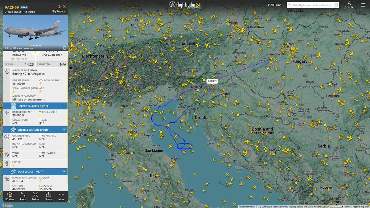 AIYeyENGDdJkjTr's tweet image. May 22, 2025
#Kecskemét Air Base, Hungary #Adriatic Sea

#PACK99 #AE5BC4 USAF KC-46A Pegasus