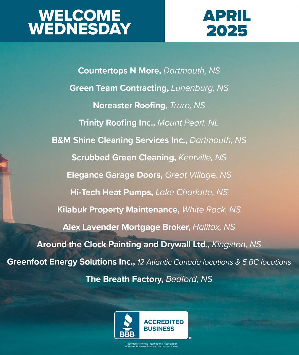 Happy #WelcomeWednesday to our newly Accredited Businesses for April! Check out their business profiles on BBB.org. 

#Welcome #BBBCanada