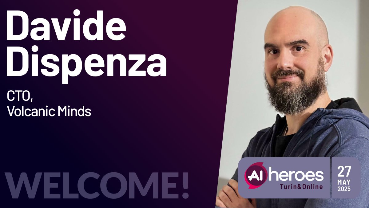 👤 Welcome Davide Dispenza to #AiHeroes25 (CTO, Volcanic Minds Srl) 

🔎 with: "Agent Collaboration Across Frameworks: Interoperability with CrewAI, LangGraph, and Google A2A" 👤🧠

🎙️Full talk info: aiheroes.it/2025/speakers/ 🔍

✅ Don't miss the presentation of the upcoming 2025