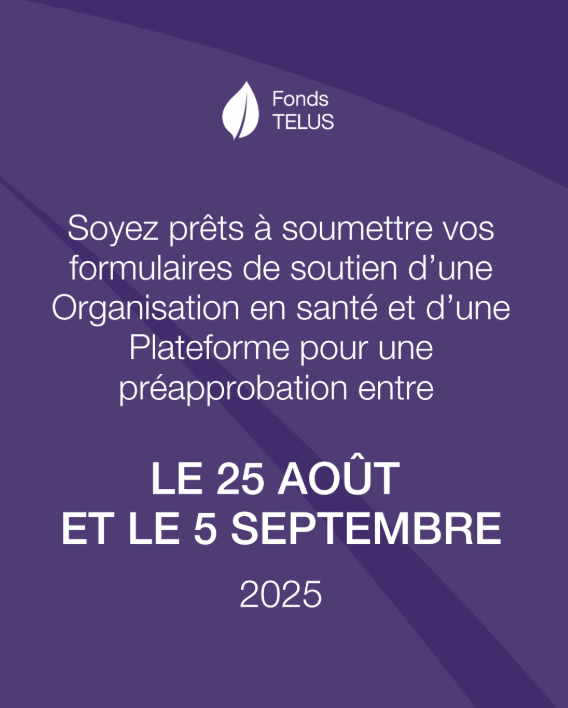 💡 Get ready to submit your Health Organization and Platform Support Forms for pre-approval between August 25 and September 5.

✅ Be ahead of the crowd
✅ Avoid problems at the deadline date

Don’t wait until the deadline to submit your Key Partner support forms.

#TELUSFund