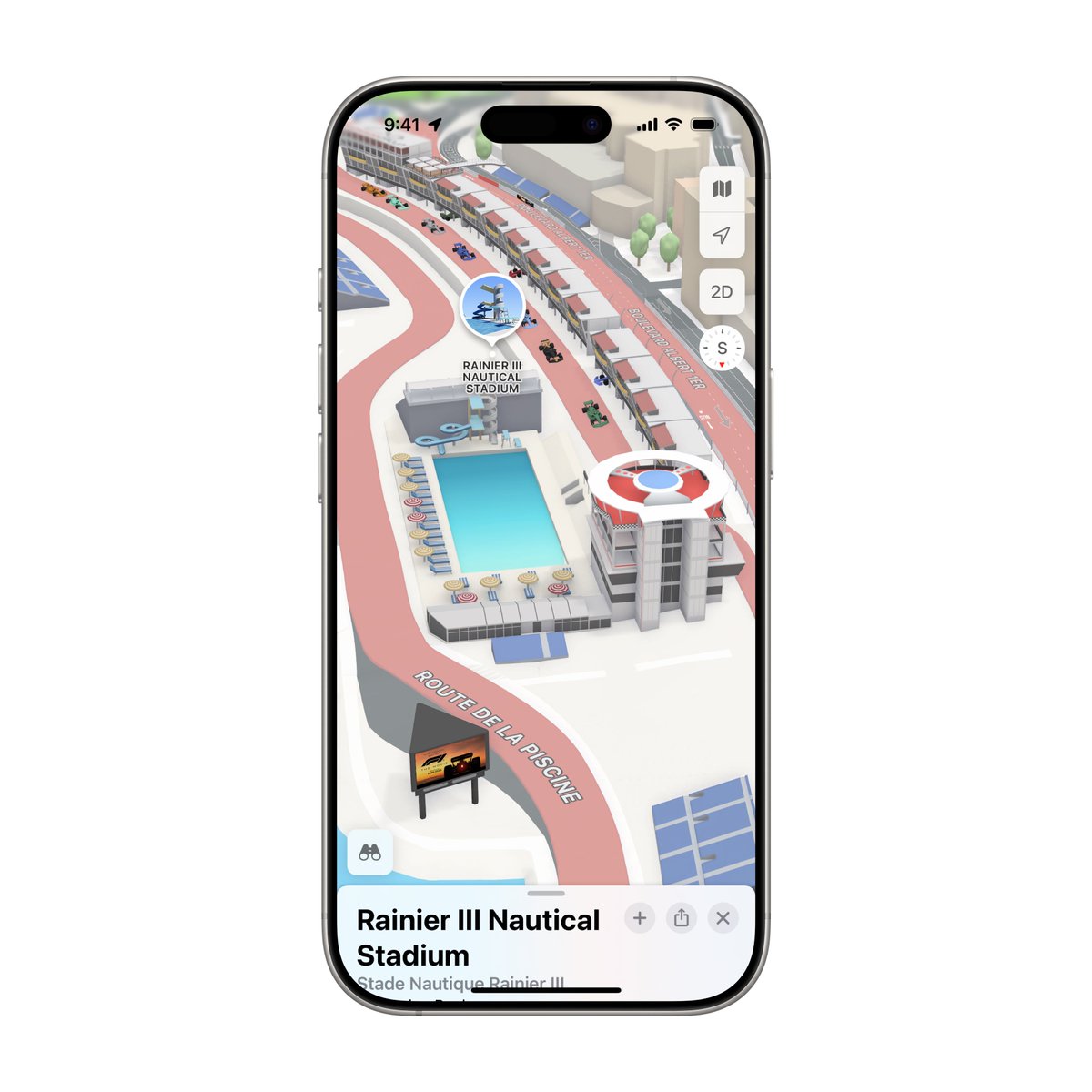 gregjoz's tweet image. Get ready for the Grand Prix de Monaco with Apple Maps!
Explore a detailed view of the entire race track with all of its iconic turns, 3D representations of grandstands, and the finish line–plus other major Monaco landmarks, and a special F1 Guide!