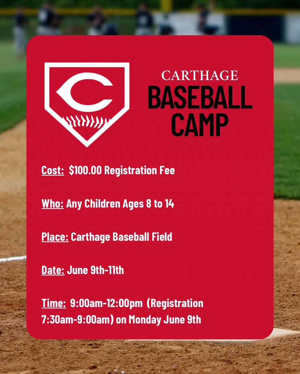 CARTHAGE BULLDAWGS BASEBALL CAMP ⚾️
