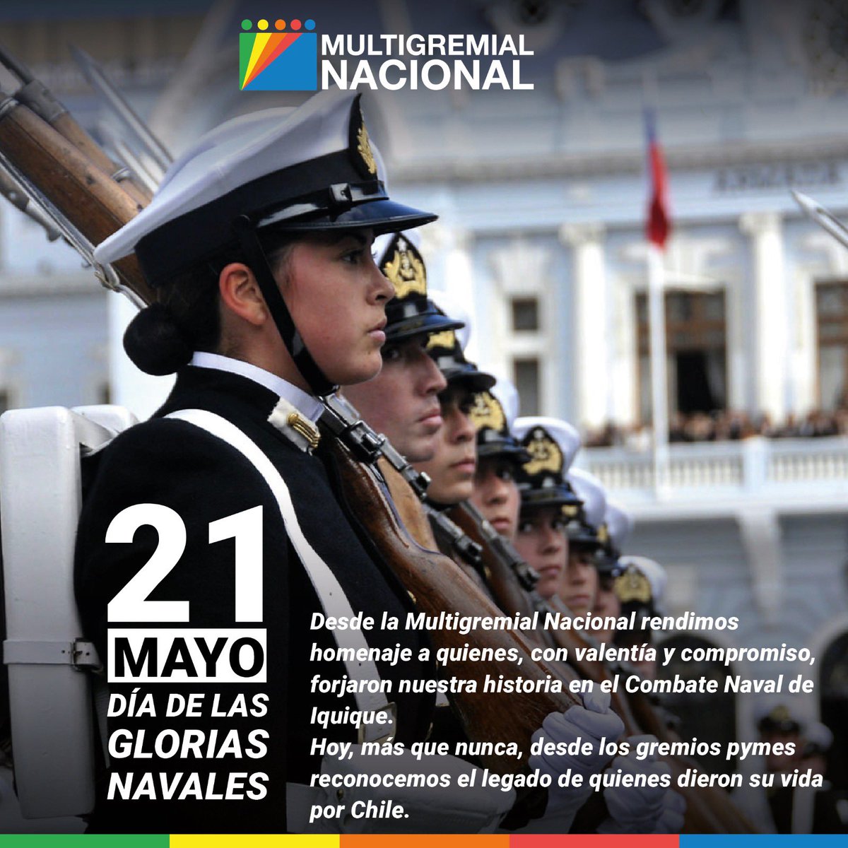 Multigremial Nacional de Emprendedores (@multigremialn) on Twitter photo 🇨🇱 En este Día de las Glorias Navales, la Multigremial Nacional rinde homenaje a nuestros héroes de la <a href="/Armada_Chile/">Armada de Chile</a> y destaca el espíritu de valentía que también impulsa a las pymes de Chile.
¡Seguimos avanzando con fuerza y compromiso por nuestro país! ⚓💪
#GloriasNavales 🇨🇱 En este Día de las Glorias Navales, la Multigremial Nacional rinde homenaje a nuestros héroes de la <a href="/Armada_Chile/">Armada de Chile</a> y destaca el espíritu de valentía que también impulsa a las pymes de Chile.
¡Seguimos avanzando con fuerza y compromiso por nuestro país! ⚓💪
#GloriasNavales