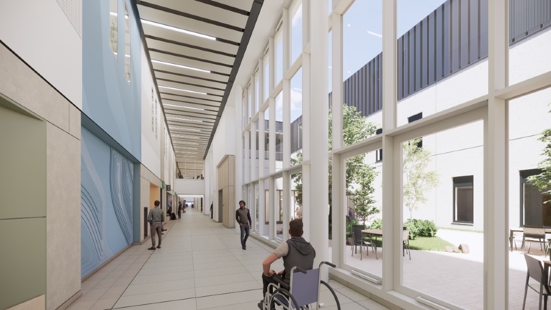Another fresh design image of new University Hospital Monklands - ground floor 'main street'
See project website, monklands.org, for info on topics like increased parking, with multi-storey, public transport and new road access monklands.org/faqs/ 
#NewMonklands