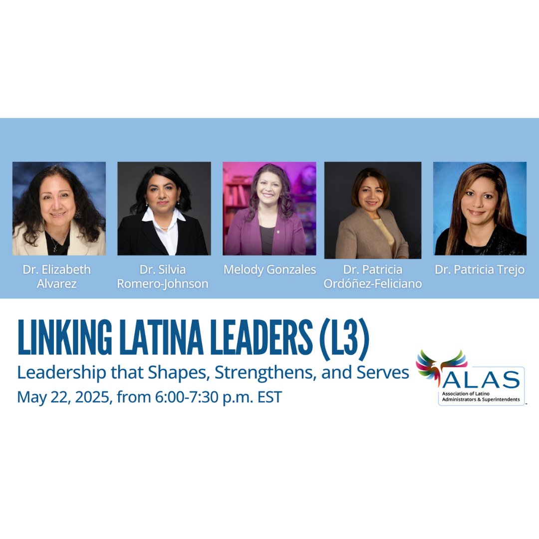 ALAS National (@alasedu) on Twitter photo TODAY: Join our ALAS Linking Latina Leaders (L3) Network at 6 pm ET for an inspiring online event "Leadership that Shapes, Strengthens, and Serves.” Register: bit.ly/4dgmXsU
#LinkingLatinaLeaders #ALASL3
<a href="/EAlvarezD91/">Elizabeth Alvarez, Ph.D.</a> <a href="/Dr_POrdonezF/">Dr. Patricia Ordóñez-Feliciano</a> <a href="/PTREJ0/">Dr. Patricia Trejo</a> TODAY: Join our ALAS Linking Latina Leaders (L3) Network at 6 pm ET for an inspiring online event "Leadership that Shapes, Strengthens, and Serves.” Register: bit.ly/4dgmXsU
#LinkingLatinaLeaders #ALASL3
<a href="/EAlvarezD91/">Elizabeth Alvarez, Ph.D.</a> <a href="/Dr_POrdonezF/">Dr. Patricia Ordóñez-Feliciano</a> <a href="/PTREJ0/">Dr. Patricia Trejo</a>