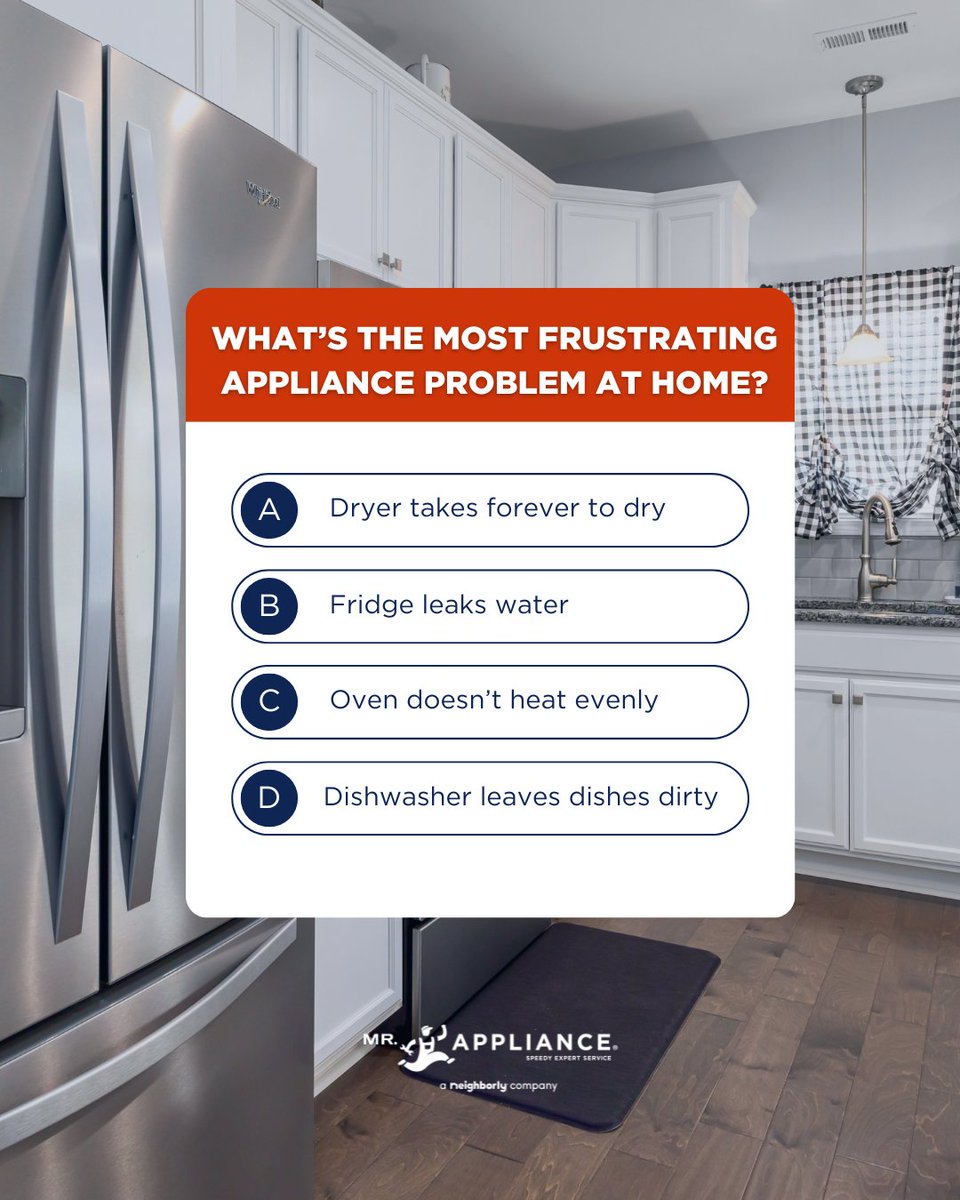 We want to know — which appliance issue drives you the most crazy? Vote below! 👇

No matter your answer, the Mr. Appliance service professionals are here to make things smooth and efficient.