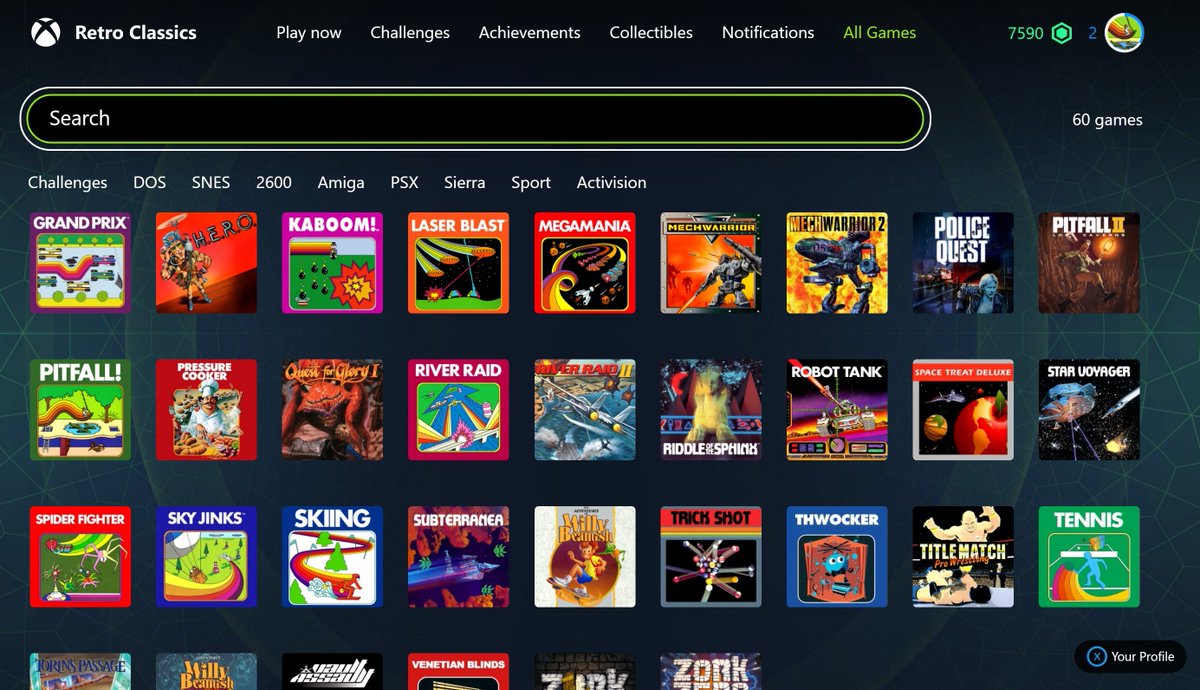 XBOriginals's tweet photo. A atualização de maio para as plataformas Xbox traz um recurso SENSACIONAL!

Uma nova plataforma de clássicos já está disponível na Microsoft Store para todos os assinantes e todos os tiers do Xbox Game Pass.

Chamada de "Retro Classics", a plataforma conta com uma lista imensa de jogos clássicos da Activision dos mais diversos consoles, incluindo títulos lançados para SNES, PS1 e mais.

• Cerca de 50 títulos para serem jogados, com mais a caminho.
• Placar de pontos, conquistas e desafios para esses jogos.
• Disponível também para PCs e Xbox Cloud Gaming