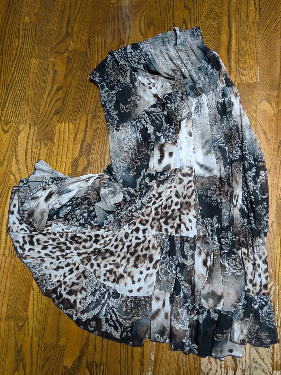 お手軽リメイク👗
胸部ﾐｯﾁﾐﾁワンピース　⇒　スカート

胸下のシャーリングをウェストゴム代わりに残して綴じ、剥いだ胸部の布でベルトループ作ったら完成！

ウェストゆっるゆるの楽ちんロングスカート✨️