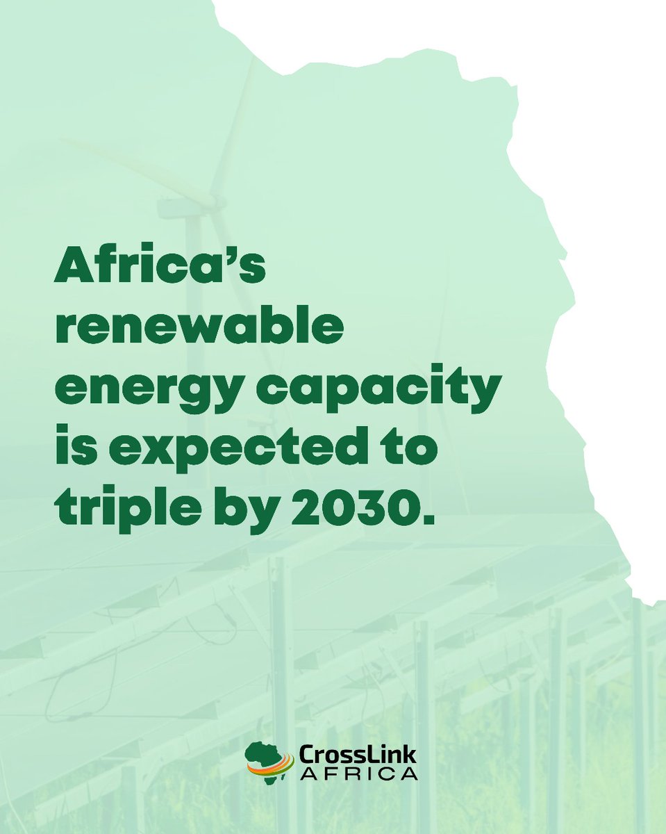 CrossLinkAfrik's tweet photo. Africa is rapidly expanding its renewable energy sector, with capacity projected to triple by 2030. This growth is driven by investments in solar, wind, and hydro projects to meet rising energy demand sustainably. Expanding renewables will play a key role in powering Africa’s future while reducing carbon emissions.
----
🔗 Source: International Renewable Energy Agency (IRENA) – Africa 2023 Report
.
.
.
#leadership #africa #executiveskills #leadershipinafrica #africarising #africanleaders #innovateafrica #empowerafrica #futureleaders #leadafrica #africaleadership #visionaryleaders #africainnovation #executiveskills #leadwithpurpose #riseafrica #changemakers #leadershipdevelopment #africagrowth #leadershipmatters #inspireafrica