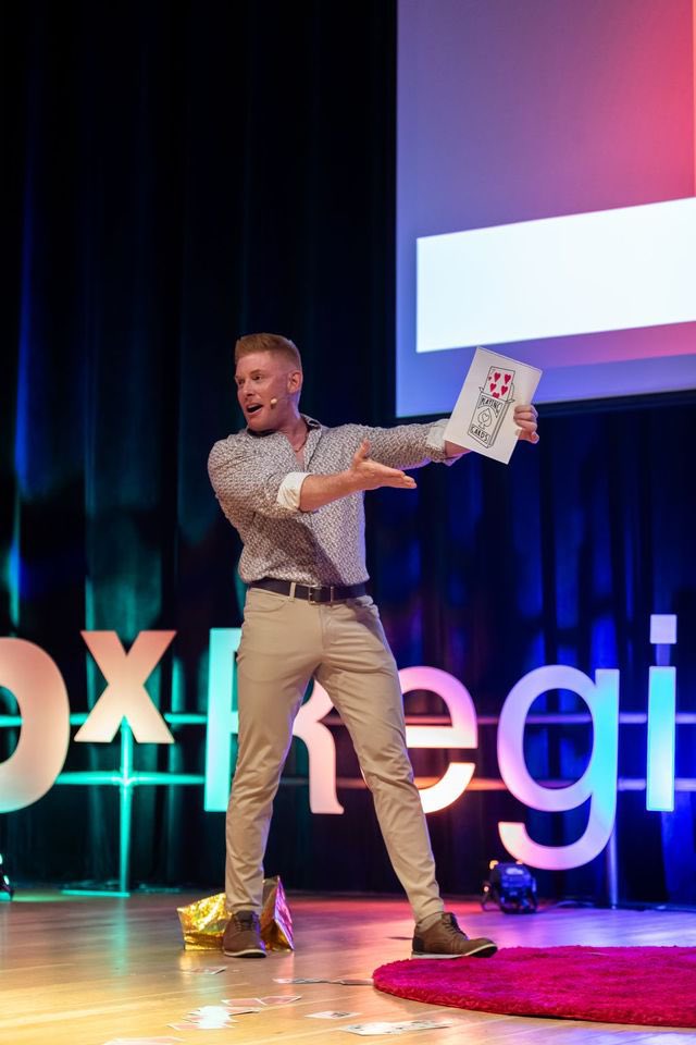 MattGoreMagic's tweet photo. Bucket list ✅
Shared my story on the TEDx stage. Stood on the red dot. Felt the energy. Left inspired.
Big thanks to everyone who came through! #TEDx #Gratitude #PublicSpeaking  #TheGingerNinja https://t.co/HTBW0NgiRY