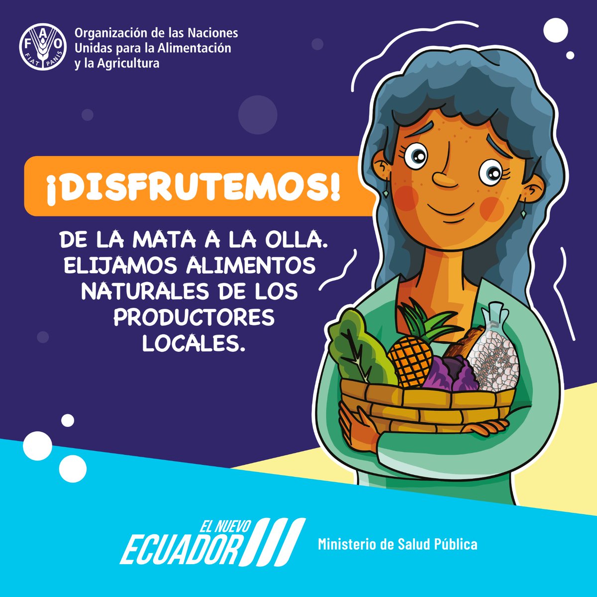 Al elegir alimentos de productores locales ayudas a la economía familiar, medio ambiente y salud.
Consume alimentos naturales que provengan de tu localidad y obtén alimentos naturales, seguros y variados.
#GuíasAlimentariasEC