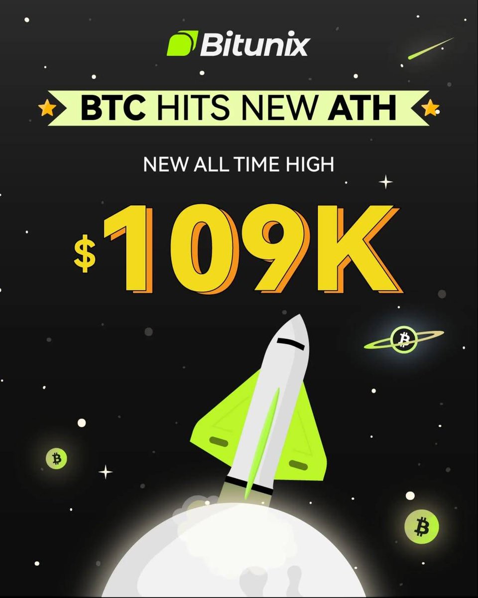 BitunixOfficial's tweet image. #Bitcoin hits a 𝗡𝗲𝘄 𝗔𝗹𝗹-𝗧𝗶𝗺𝗲 𝗛𝗶𝗴𝗵 Above $109,400 🚀🔥