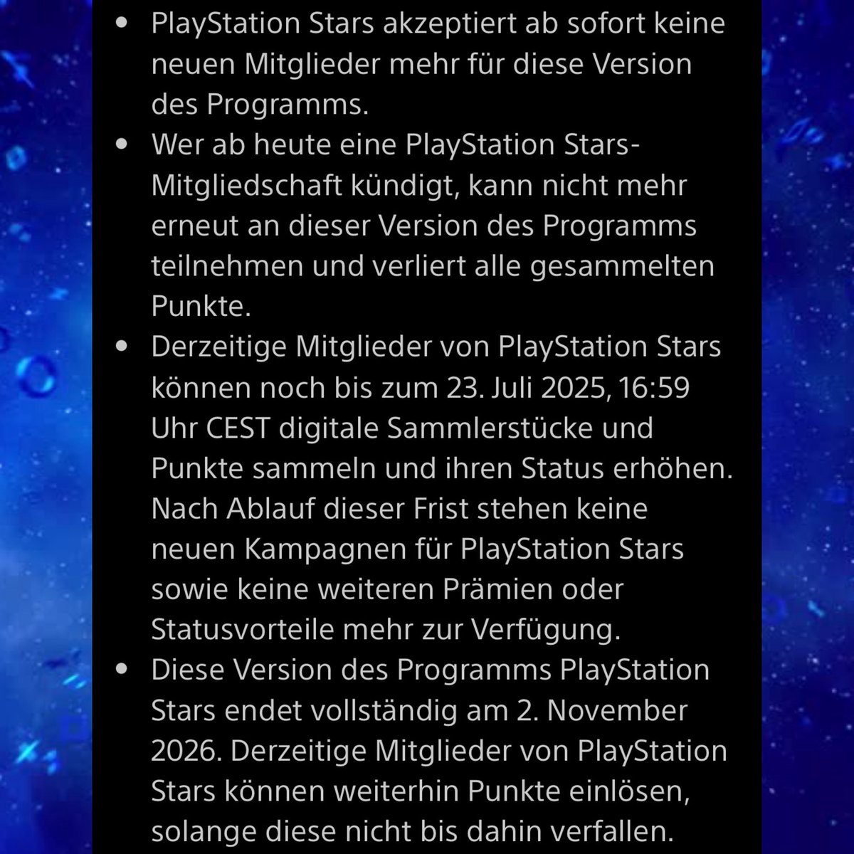 psstarsger's tweet photo. #SIE kündigte heute das Ende von #PSStars an, doch sie denken bereits über neue Wege nach, Treueprogramme in Zukunft weiterzuentwickeln.
Alle wichtigsten Änderungen zum PS Stars Ende findet ihr im Bild. https://t.co/pbhKA5Gozi