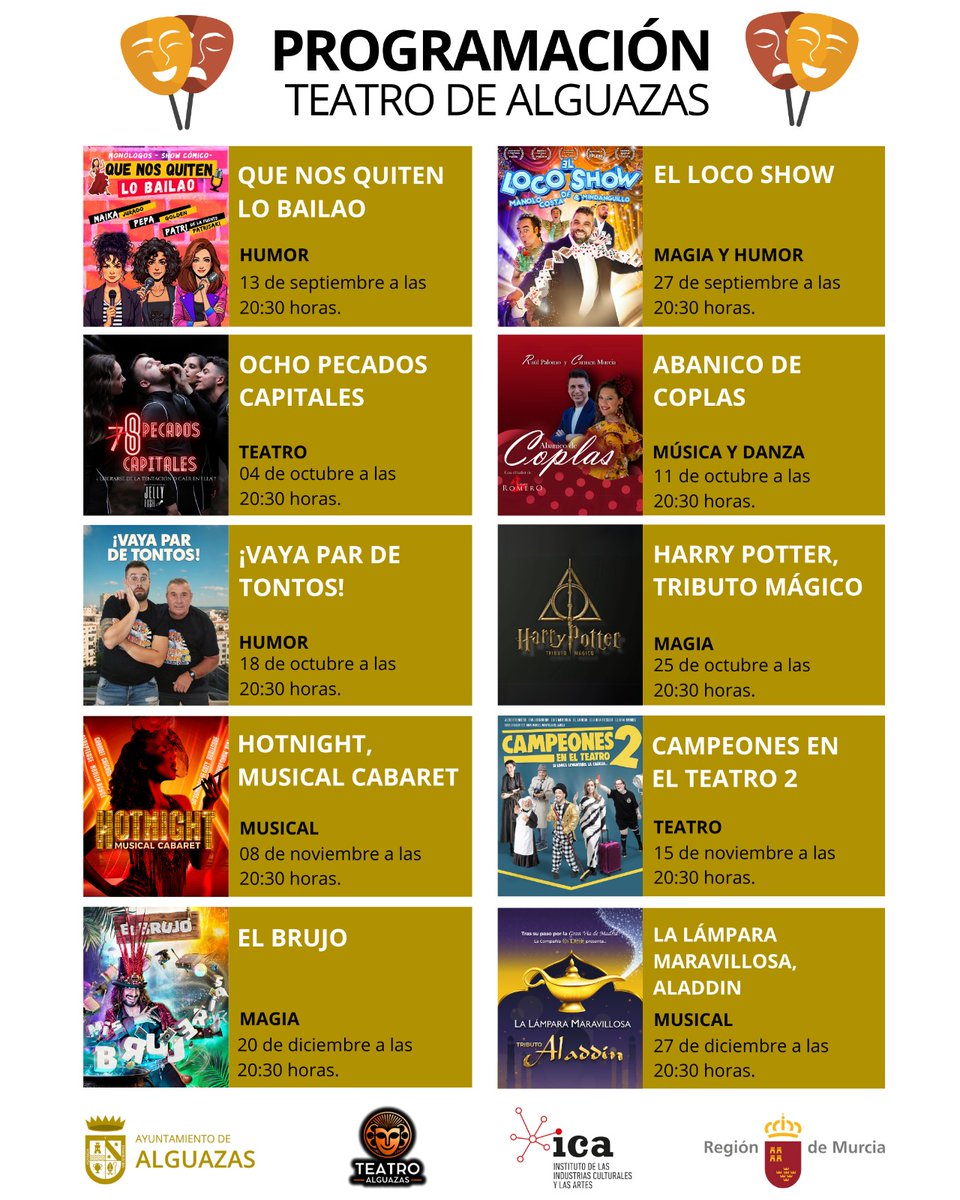 ¡¡NUEVO OFERPLANAZO!! 🎭

Echa un vistazo a la programación del Teatro de #Alguazas y consigue tus entradas al mejor precio aquí 
oferplan.laverdad.es/busqueda/algua…