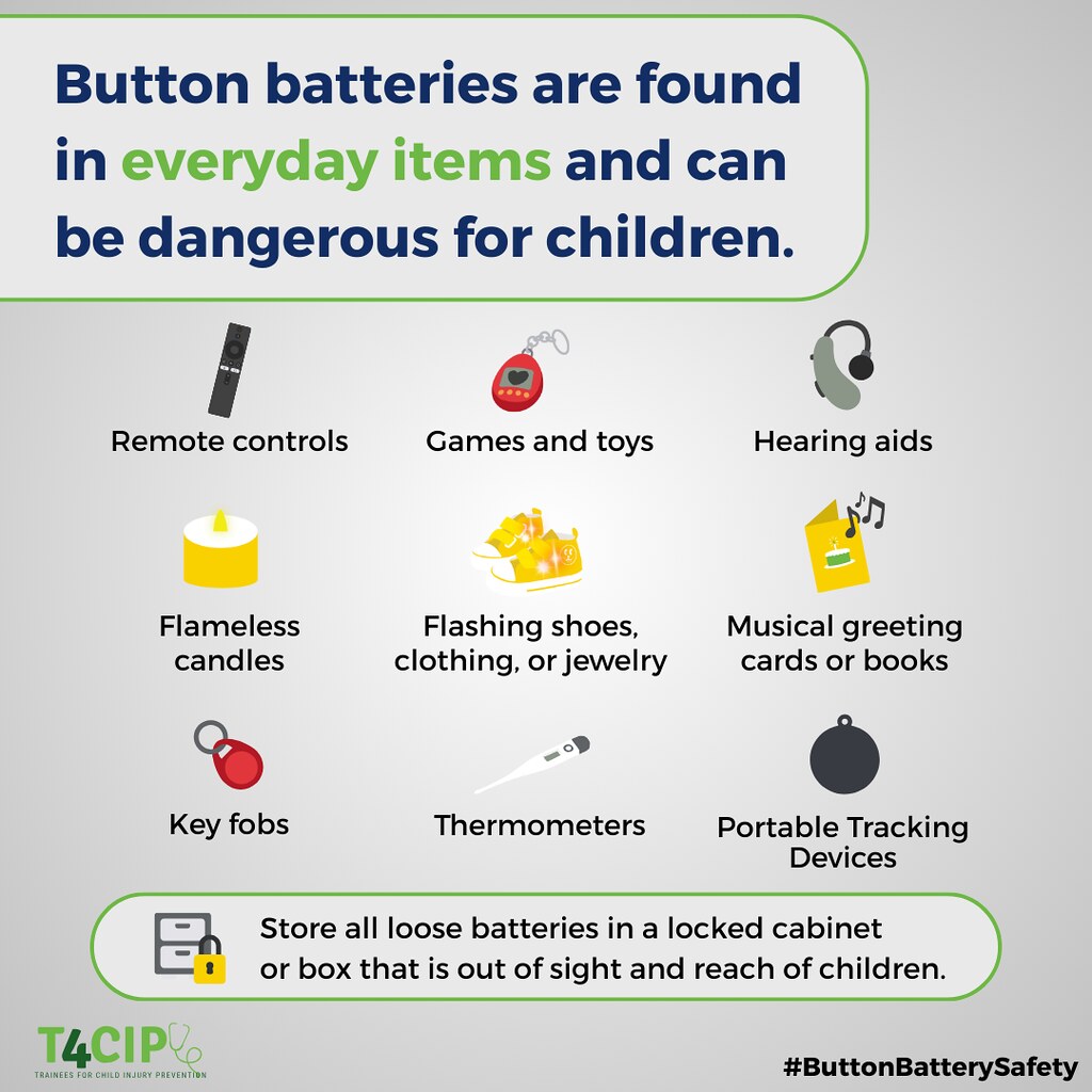 Nick Watkins, MD (@dabblingdoc) on Twitter photo <a href="/T4CIP_/">T4CIP (Trainees for Child Injury Prevention)</a> A1: So many items have button batteries! From children's books to bathroom scales, they're likely in most rooms in our homes. #ButtonBatterySafety <a href="/T4CIP_/">T4CIP (Trainees for Child Injury Prevention)</a> A1: So many items have button batteries! From children's books to bathroom scales, they're likely in most rooms in our homes. #ButtonBatterySafety