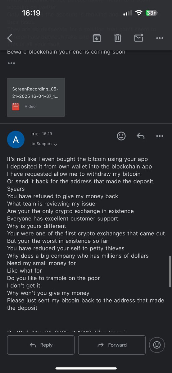 EdimehAllen's tweet image. @blockchain 
Because you people never actually solve anyone’s problems 
You make them fall prey to scammers 
Same issue i have had since 2022 till date
You have refused to give me my money
I am contacting people with similar issues 
And we are going for a class action lawsuit