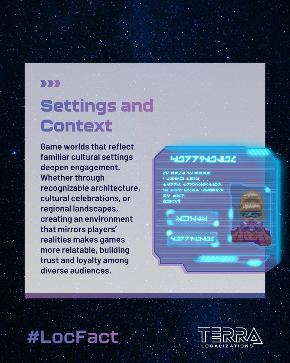 Terra_Loc's tweet photo. 🕹️ Ever wonder why some games feel like they truly get your culture?
In today's #LocFact, we’re exploring how #Culturalization in #Gaming enhances the player experience and takes it to the next level, making #GlobalGames feel like they're intended just for you.
#Localization https://t.co/oNfCHwPNIB