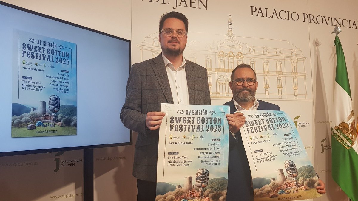 Diputación de Jaén (@dipujaen) on Twitter photo 🎶 El Sweet Cotton Festival de #BañosDeLaEncina celebrará su 15ª edición los días 20 y 21 de junio
🗣️ Diputación patrocina este evento que organiza el consistorio bañusco y que incluirá siete conciertos gratuitos
👉 <a href="/FranLozanoB/">Fran Lozano Blanco</a>
👉 <a href="/Ayto_banos/">Ayuntamiento de Baños de la Encina</a>
Más en acortar.link/ZKFOsu 🎶 El Sweet Cotton Festival de #BañosDeLaEncina celebrará su 15ª edición los días 20 y 21 de junio
🗣️ Diputación patrocina este evento que organiza el consistorio bañusco y que incluirá siete conciertos gratuitos
👉 <a href="/FranLozanoB/">Fran Lozano Blanco</a>
👉 <a href="/Ayto_banos/">Ayuntamiento de Baños de la Encina</a>
Más en acortar.link/ZKFOsu