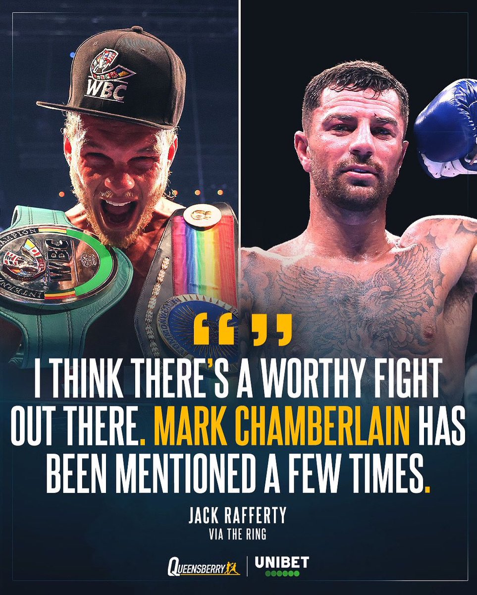 Could we see Jack Rafferty take on <a href="/markyboy118/">Mark Chamberlain Boxing</a>? 🤔👀

Via <a href="/ringmagazine/">Ring Magazine</a>