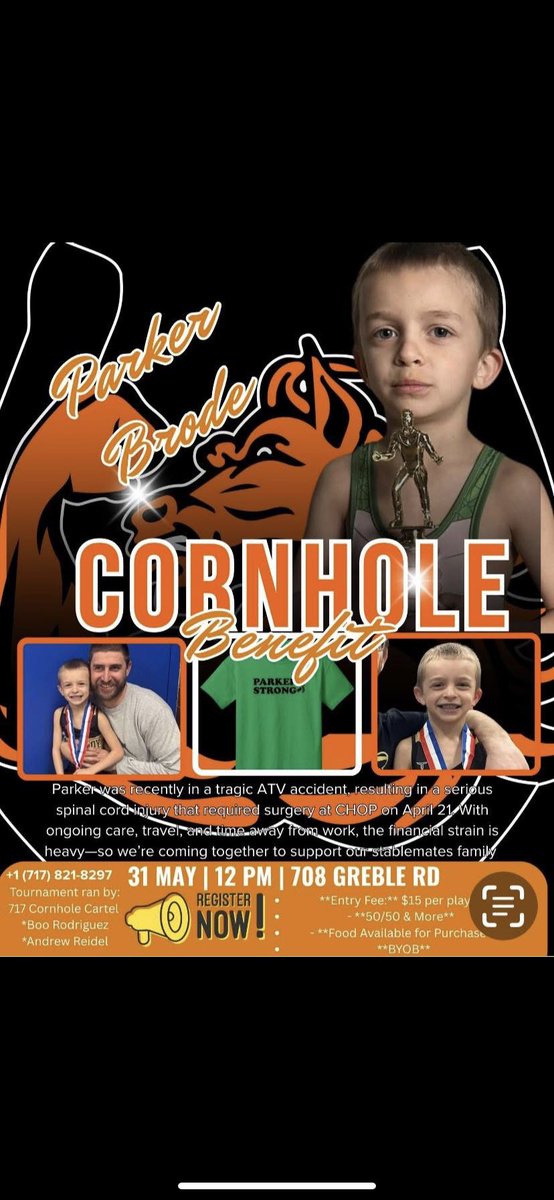 Come throw some bags for a good cause. May 31 at noon