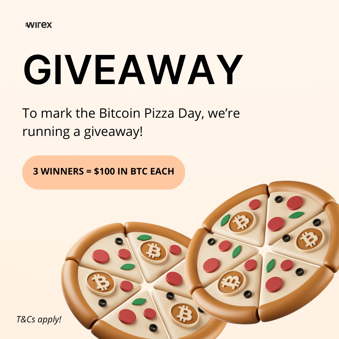 Wirex (@wirexapp) on Twitter photo GIVEAWAY TIME! ๐
Itโs #Bitcoin Pizza Day, and to mark this iconic day, we're doing a #giveaway!
How to enter:
๐น Follow us <a href="/wirexapp/">Wirex</a>
๐น Like & RT this post
๐น Turn on post notifications ๐
๐น Drop a screenshot in the comments to verify
3 winners = $100 in $BTC each. Go! GIVEAWAY TIME! ๐
Itโs #Bitcoin Pizza Day, and to mark this iconic day, we're doing a #giveaway!
How to enter:
๐น Follow us <a href="/wirexapp/">Wirex</a>
๐น Like & RT this post
๐น Turn on post notifications ๐
๐น Drop a screenshot in the comments to verify
3 winners = $100 in $BTC each. Go!