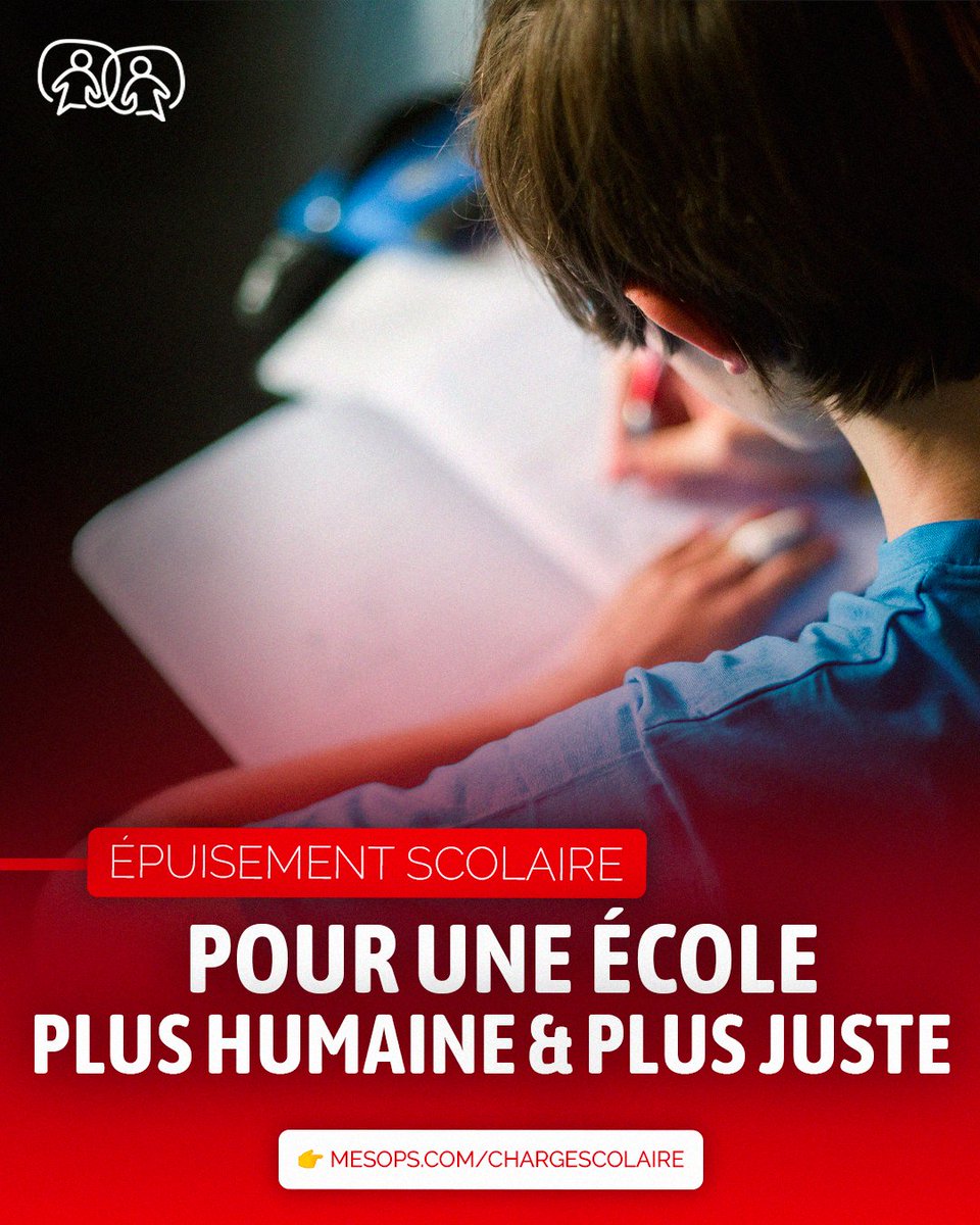 Journées trop longues, devoirs excessifs, stress constant…

L’auteur de cette pétition demande d’alléger la charge scolaire pour préserver la santé mentale des élèves ⚠️📚

Signez-ici
➡️ mesops.com/ChargeScolaire ✍️

#éducation #santémentale #école