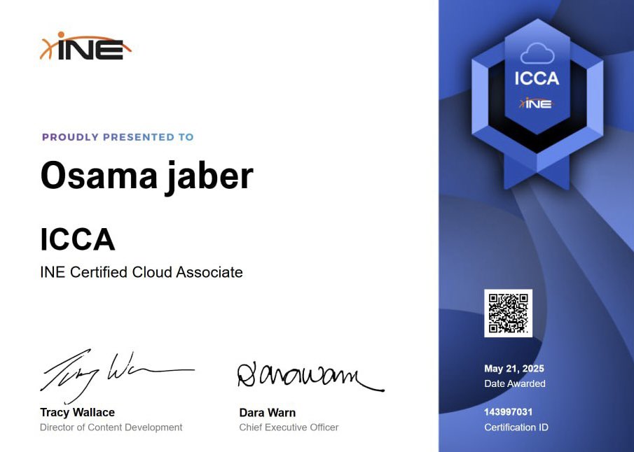 osuvn's tweet photo. اشارككم انجازي بحصولي على شهادة ICCA 

#ICCA #AWS #INE #CloudComputing https://t.co/Yt44iAG9sy