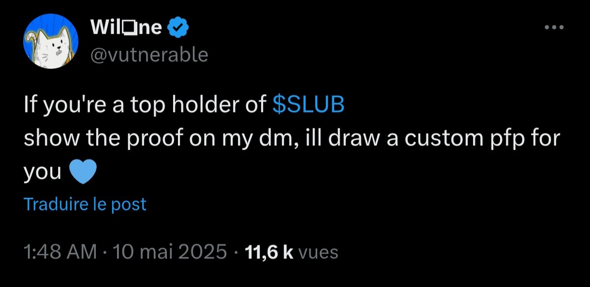 XtrappeF's tweet photo. My custom pfp <3 i love it !
Hold $SLUB #SLUB and get a pfp https://t.co/rNUUx3v6N1