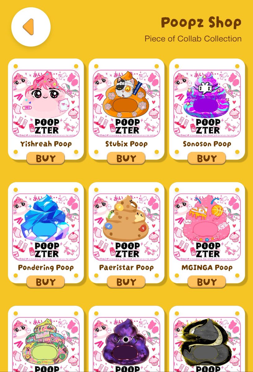THE WAIT IS OVER!

Collect 10 unique Pieces of Collab from our amazing 10 artists at poopzter.app now! It's an easy way to support artists with your $POOP 💩

Here's how:
1️⃣ Sign in using LINE, Telegram, or Gmail, or connect your wallet.
2️⃣ Hit the event button: