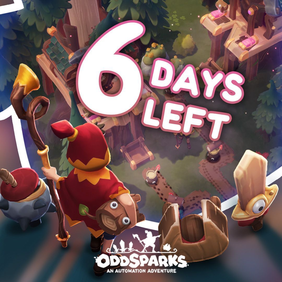 Just 6 days left until the full release of Oddsparks! Get ready to dive into an epic automation adventure. Who else is counting down? 🎮✨ 

#Oddssparks #GamingCommunity #automationgame