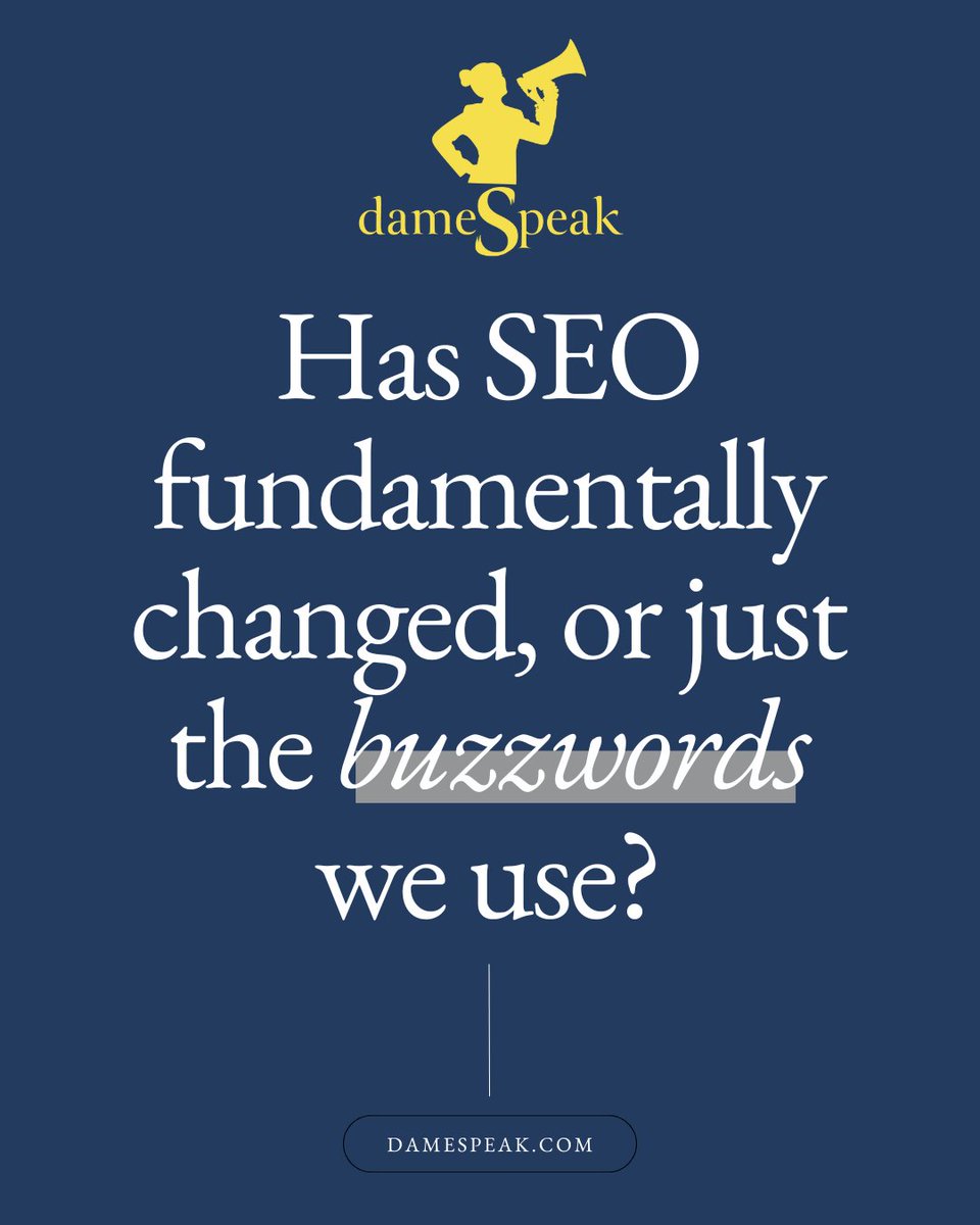 Has SEO fundamentally changed, or just the buzzwords we use? Amid all the new acronyms, the fundamentals remain the same. We focus on results, not trends. Visit dameSpeak.com for SEO that works

#seo #kansascity #damespeak