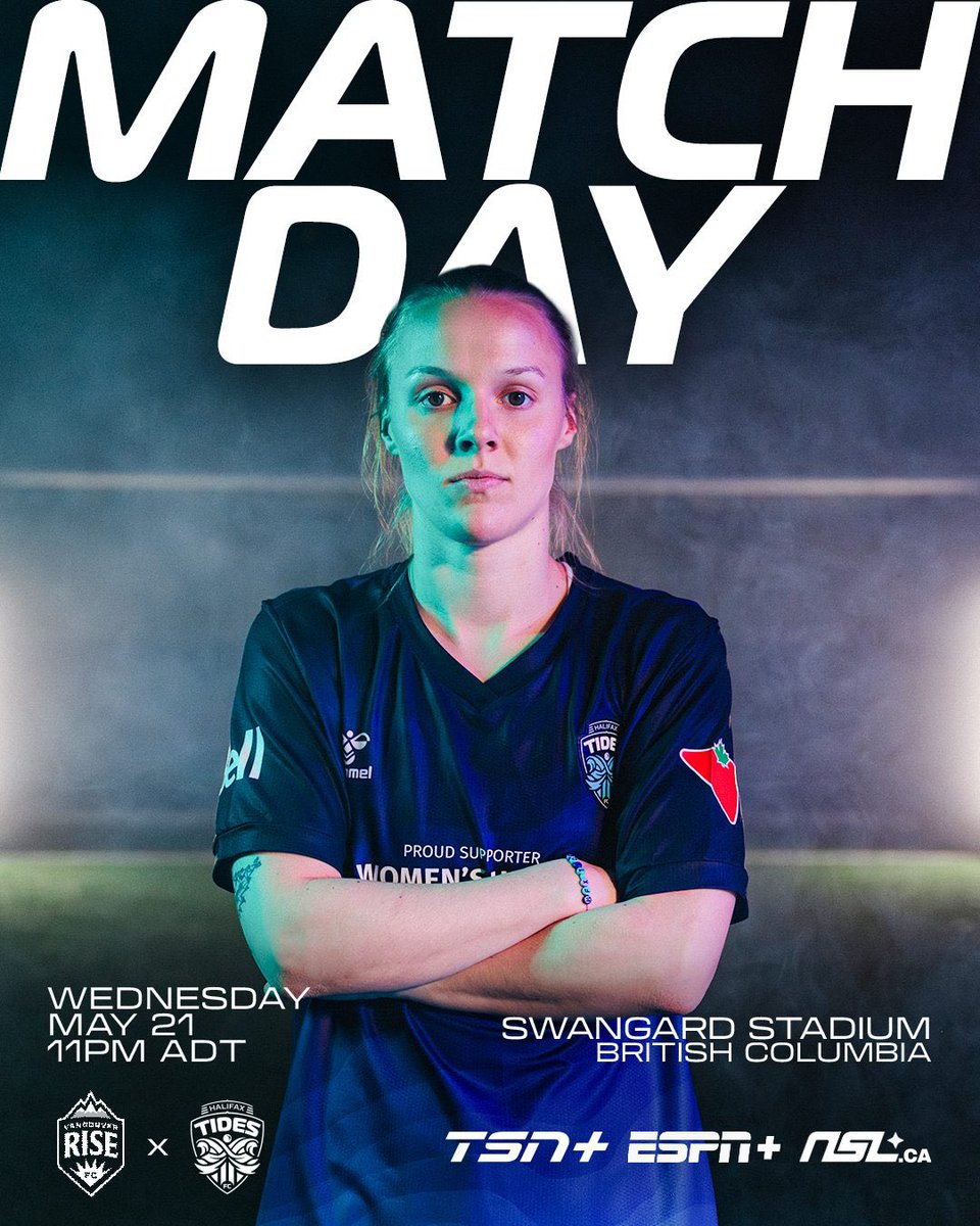 hfxtidesfc's tweet photo. It’s matchday against @VancouverRiseFC  🌊

🕚 Tune in 7pm PT | 11pm ADT
📺 TSN+, ESPN+, https://t.co/ZG6dlnryOs
📍Swangard Stadium https://t.co/pnFkQ71oe3