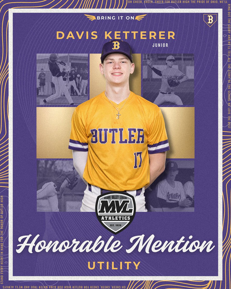 🏆 All-MVL Second Team &amp; Honorable Mention Honors 🏆   Congratulations to the three <a href="/butler_baseball/">Butler Baseball</a> selections:

🥈 Second Team
 🔹 Paxton Dwenger – Infielder
 🔹 Mason Reckner – Infielder

🎖️ Honorable Mention
 🔹 Davis Ketterer – Utility