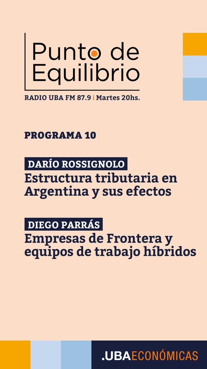 Escucha el programa creators.spotify.com/pod/show/radio…
<a href="/PEquilibrioUBA/">Punto de Equilibrio</a> en <a href="/RadioUBA/">Radio UBA 87.9</a> con <a href="/Iron_Hic_Man/">Pablo Mira</a>
<a href="/jimesf/">Jimena Ferraro</a> <a href="/DarioRossignolo/">Darío Rossignolo</a> <a href="/UBAeconomicas/">Facultad de Cs. Económicas UBA</a>