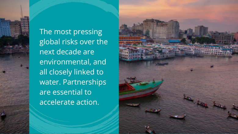 WorldBankWater's tweet photo. 🌍Water is key to tackling the world’s biggest challenges. Our latest blog, inspired by @2030WRG FY24 Annual Report &amp; @WEF's Global Risk Report, explores how multi-stakeholder collaboration is driving action on #watersecurity: https://t.co/SKLhUpkbQp https://t.co/0E2yBw8Cf1