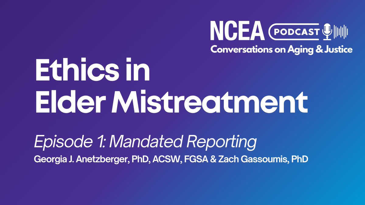 The NCEA is pleased to announce a new podcast series to explore elder mistreatment through an ethical lens. 

Spotify: open.spotify.com/episode/4xPYp6…
YouTube: youtube.com/watch?v=mdLrLk…