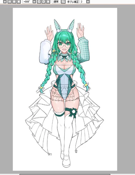 衣装把握のため全身描いてた塗ってないけど