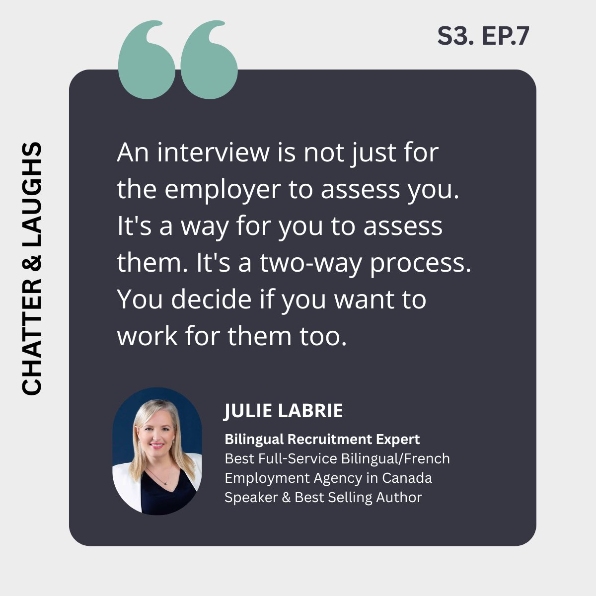 Some wise words from my past podcast guests, <a href="/julielabrie/">Julie Labrie</a> #Bilingualrecruitmentexpert