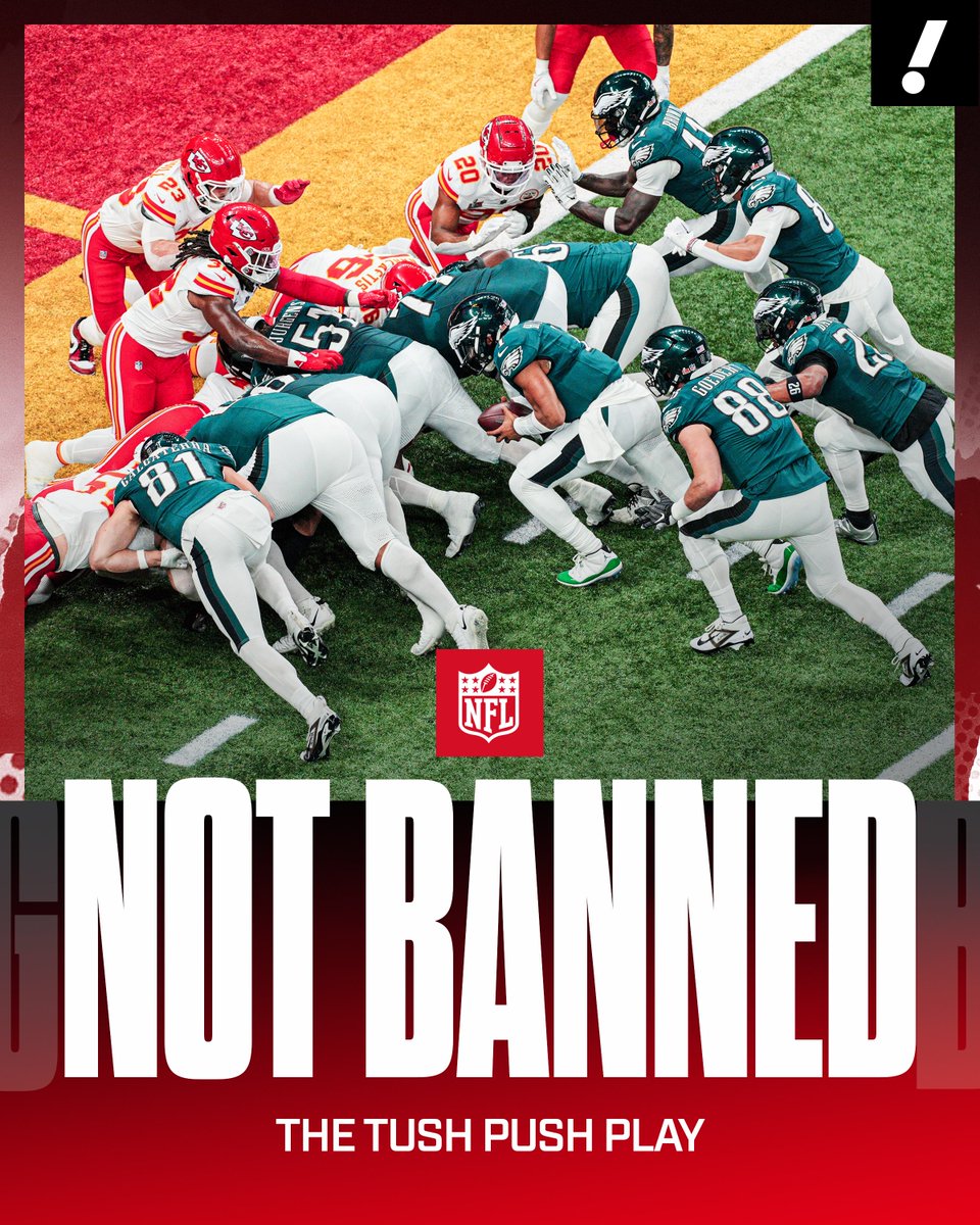 Yahoo Sports (@yahoosports) on Twitter photo BREAKING: The Tush Push ban did not receive the required amount of votes needed to pass, per <a href="/DMRussini/">Dianna Russini</a>.
The Tush Push remains legal. BREAKING: The Tush Push ban did not receive the required amount of votes needed to pass, per <a href="/DMRussini/">Dianna Russini</a>.
The Tush Push remains legal.