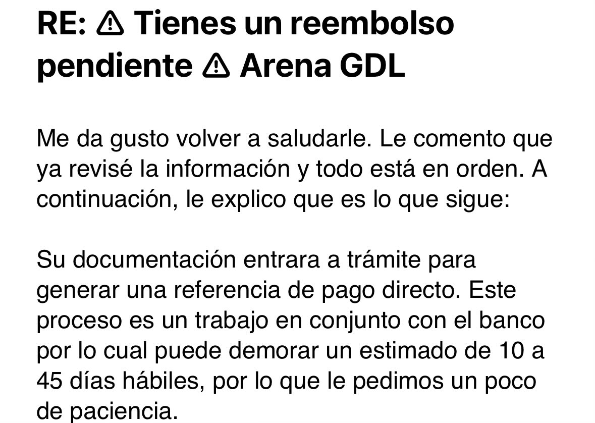 RichPraz's tweet photo. @Profeco con la cancelación de conciertos en la @ArenaGdlMx me pidieron esperar de 10 a 45 días para mi devolución por parte de @SuperboletosMx 
Hay algo q hacer para que agilicen la devolución, acaso están “jineteando” el dinero de miles de personas??? https://t.co/rU8pqqQHd3