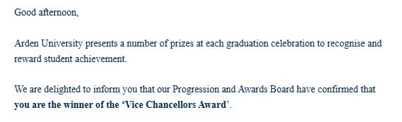 I'm honoured to share that I’ve been selected as the recipient of the Vice Chancellors Award, which will be presented during this year’s graduation ceremony!

All praise belongs to God; this is an incredible milestone! #Graduation2025 #ViceChancellorsAward