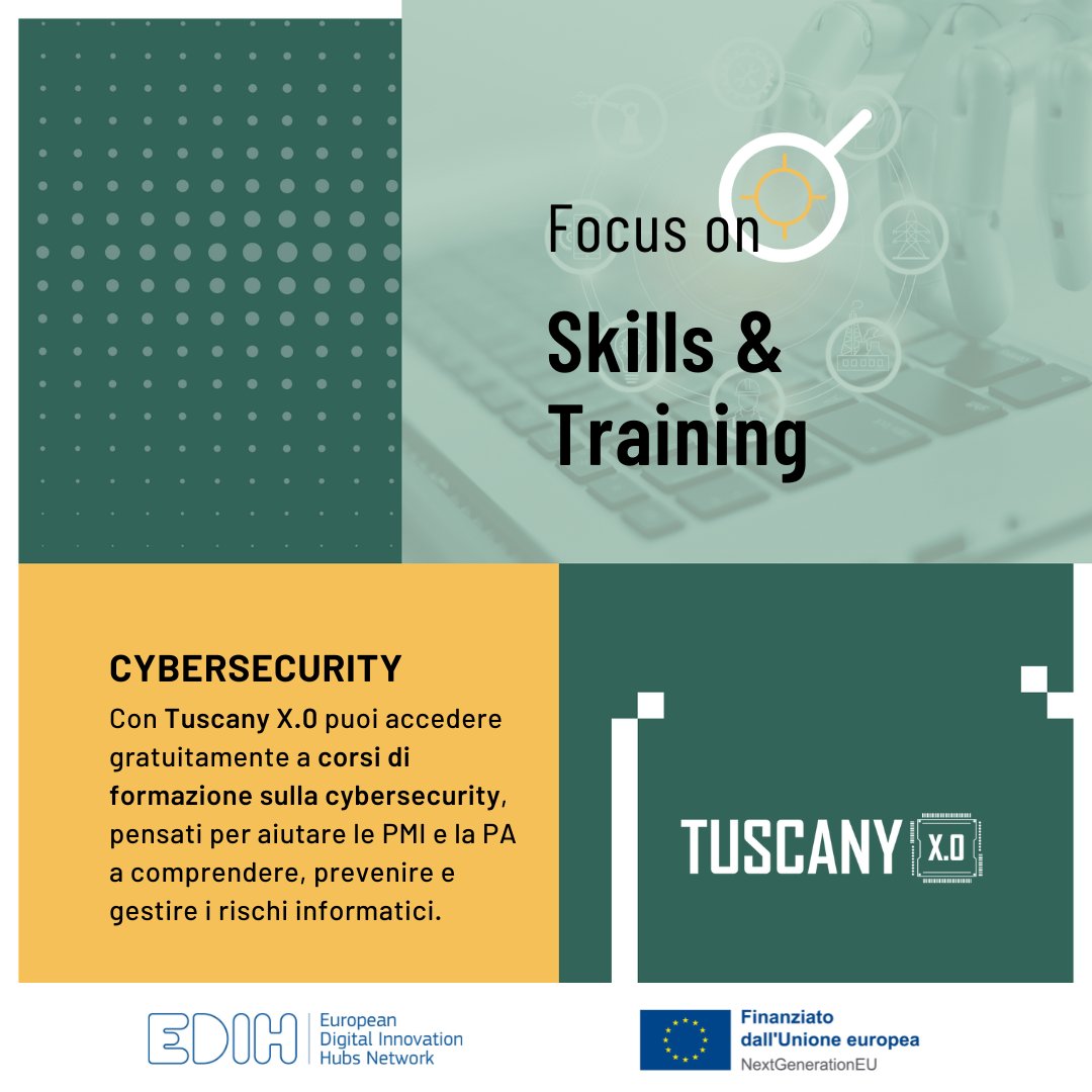 Con il progetto europeo Tuscany X.0 puoi accedere gratuitamente a corsi di formazione sulla cybersecurity pensati per aiutare le PMI e la PA a comprendere, prevenire e gestire i rischi informatici.
Scopri i corsi disponibili e iscriviti👇
tuscanyx.eu/formazione/cyb…