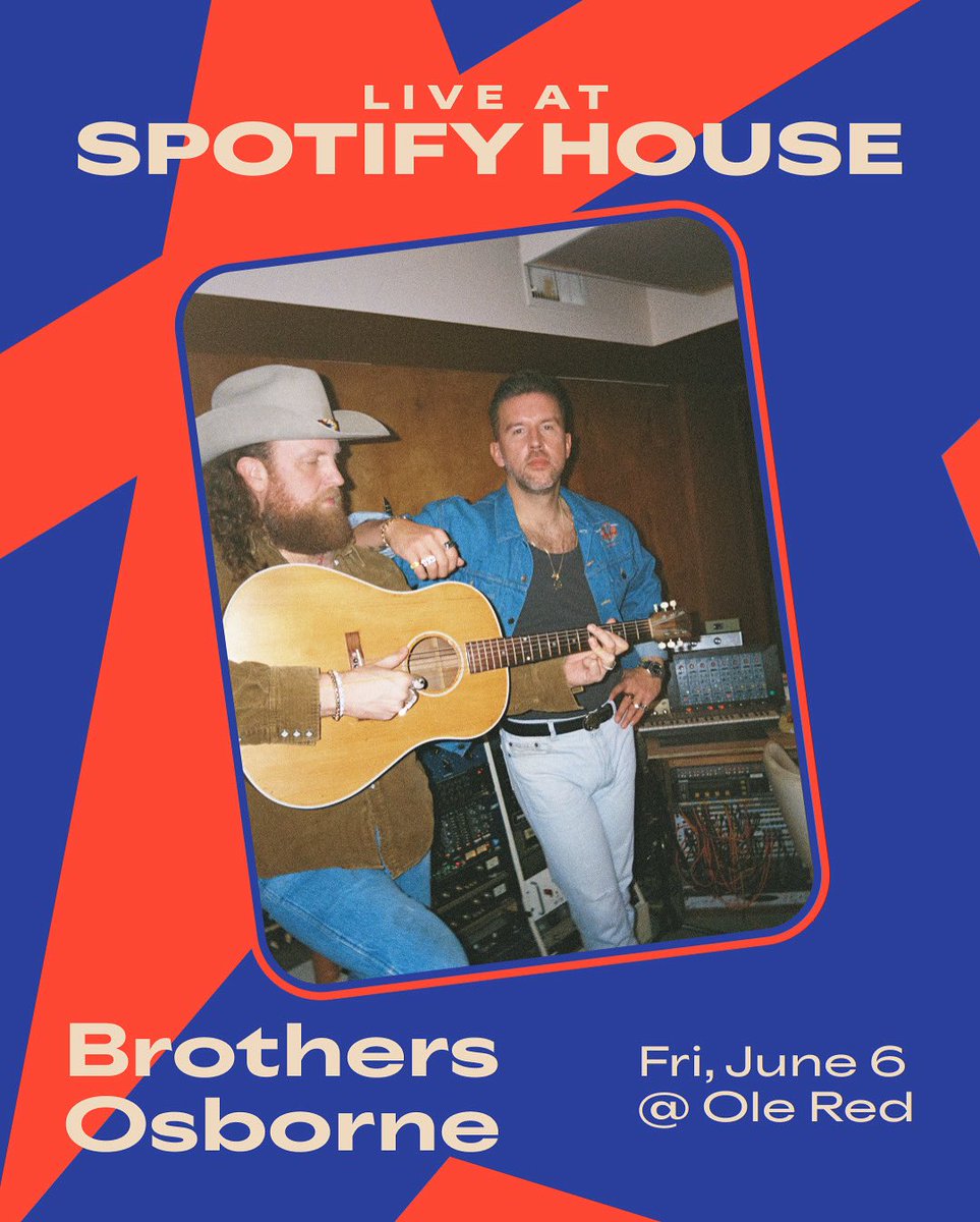 Brothers Osborne (@brothersosborne) on Twitter photo CMA Fest, we’re coming for ya. Catch us at #SpotifyHouse with @spotify and <a href="/hotcountry/">The Highway Station</a> CMA Fest, we’re coming for ya. Catch us at #SpotifyHouse with @spotify and <a href="/hotcountry/">The Highway Station</a>