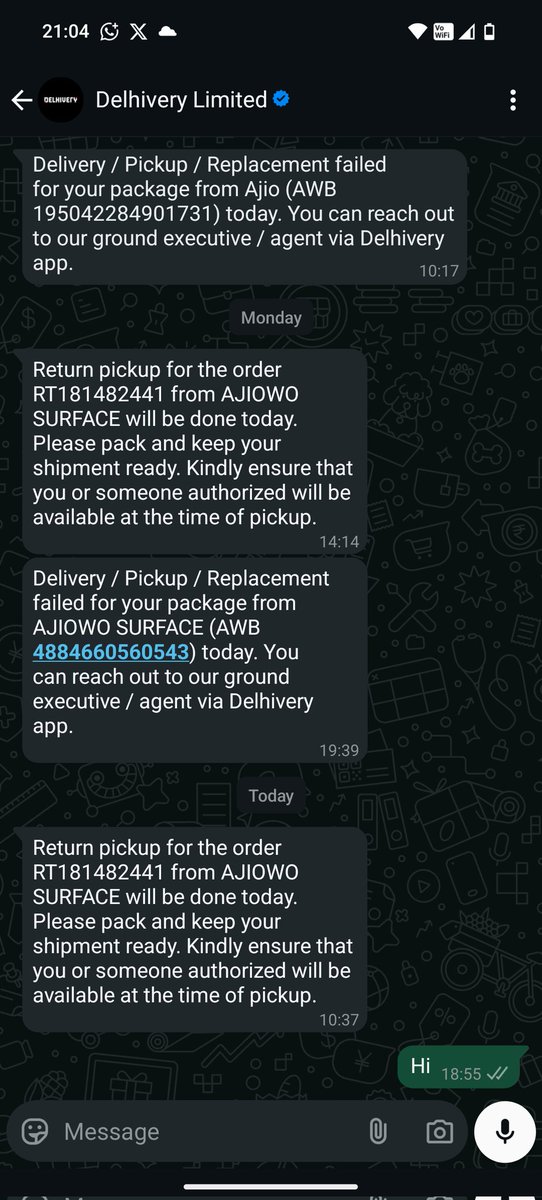 _Sbhardwaj's tweet image. @AJIO_Life @AJIOCare Scheduled my return (RT181482441) for today, May 21, 2025, after months of delays, and still no one showed up by 9:09 PM IST! Ordered March 26, got a damaged product, and you keep failing. This is beyond pathetic—do your job or I’m done! #AJIOFail