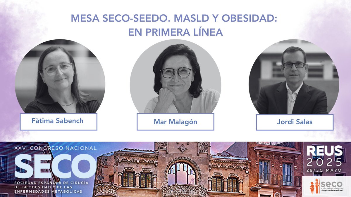 🔜¡Falta 1 semana para que de comienzo #SECO2025!🎉 Os presentamos la Mesa SECO-SEEDO: "MASLD y #Obesidad: En primera línea" <a href="/SociedadSeedo/">Seedo</a> 
🚀¡No pierdas la oportunidad, todavía puedes inscribirte! ✍️🏻congresoseco.es/index.php/insc…
📍Reus, Tarragona
📅28-30 mayo 2025
Os esperamos🧡