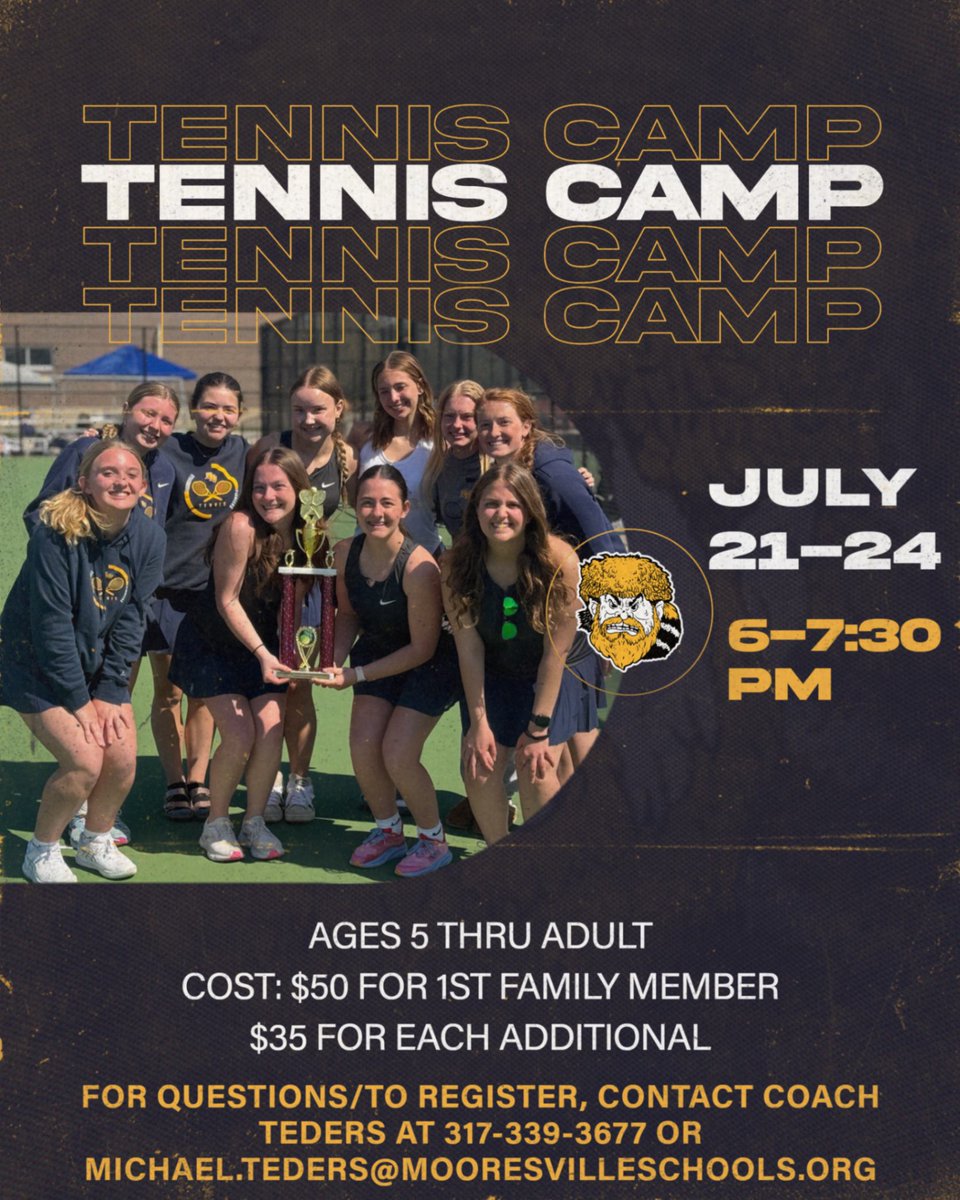 TheVilleTennis's tweet image. We are 2 months away from camp!
Reach out to Coach Teders today to get registered!